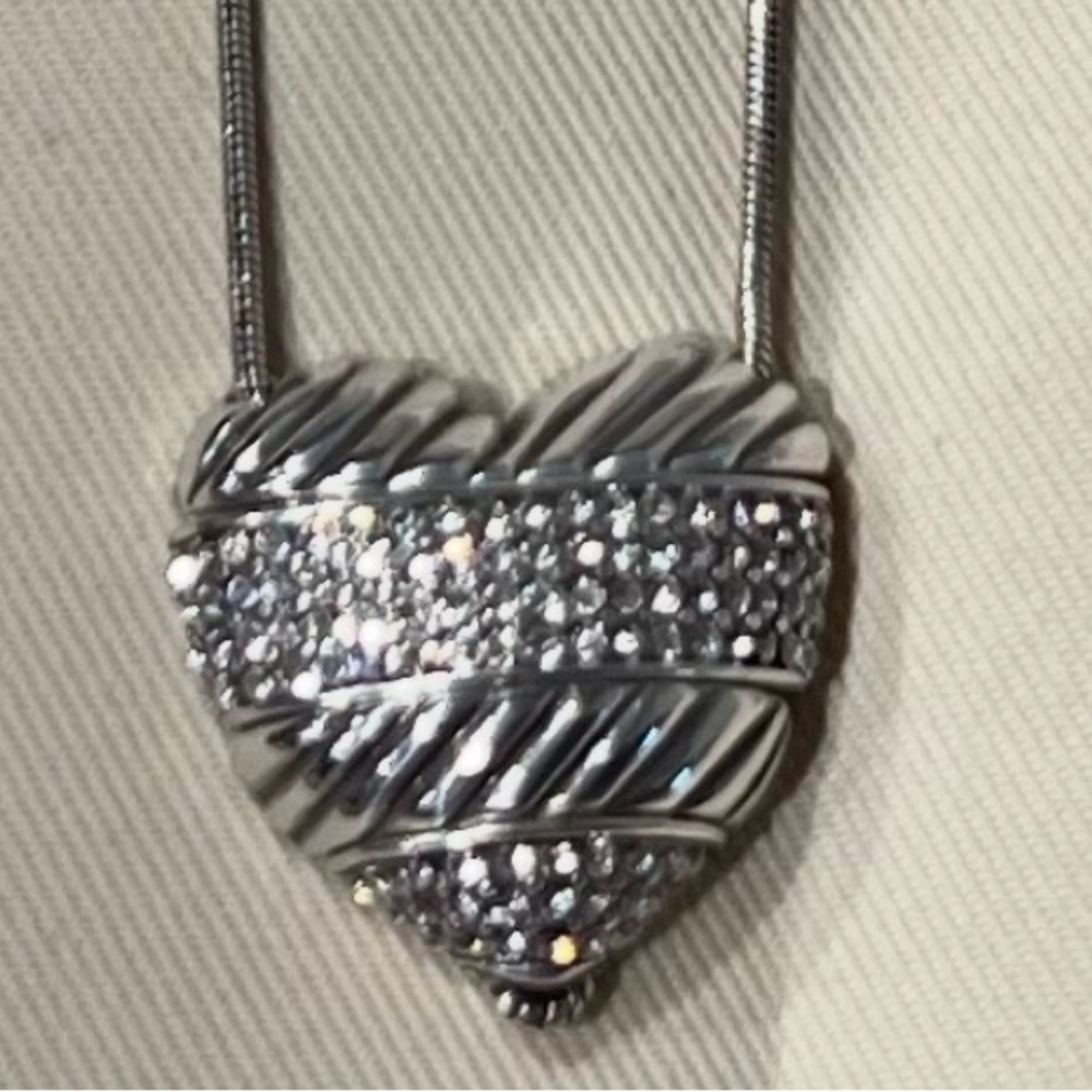 Vintage Brighton Silver Heart Pendant Necklace